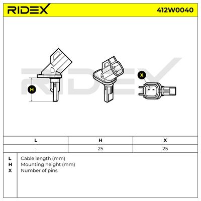датчик, обороти на колелото RIDEX 412W0040