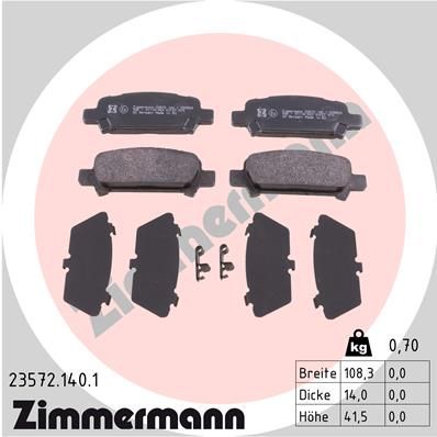 ZIMMERMANN Bremsbelagsatz, Scheibenbremse (23572.140.1)