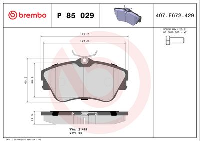 Комплект тормозных колодок, дисковый тормоз P 85 029