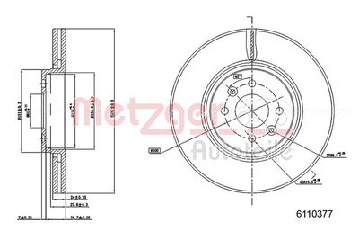 Tarcza hamulcowa METZGER AUTOTEILE 6110377
