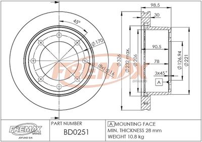 FREMAX BD-0251 Тормозные диски для FORD USA F-250