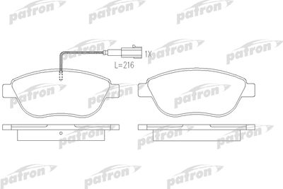 Комплект тормозных колодок, дисковый тормоз PATRON PBP1467 для FIAT STILO