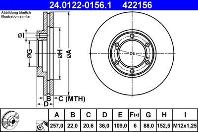 Тормозной диск ATE 24.0122-0156.1 для ISUZU D-MAX