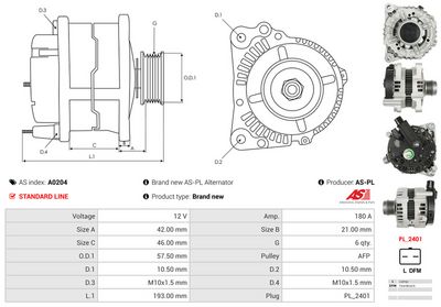 GENERATOR / ALTERNATOR AS-PL A0204 4