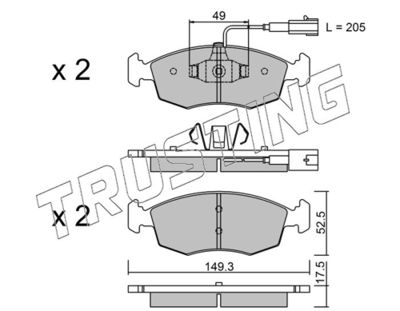 Zestaw klocków hamulcowych, hamulce tarczowe TRUSTING 283.4