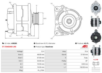 GENERATOR / ALTERNATOR AS-PL A3828S 4