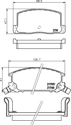 Комплект тормозных колодок, дисковый тормоз HELLA 8DB 355 028-991 для TOYOTA MR2