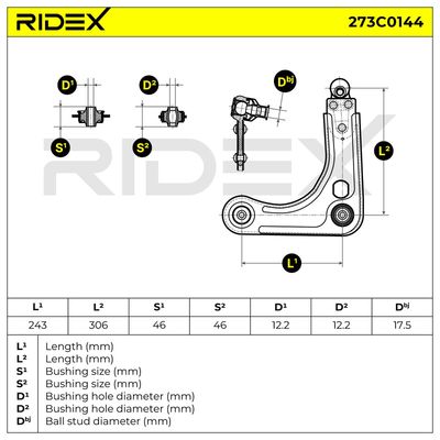носач, окачване на колелата RIDEX 273C0144