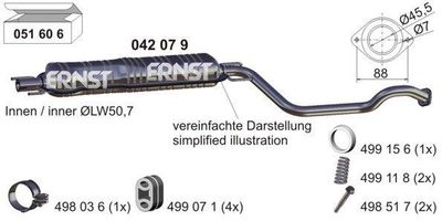 ERNST 042079 Глушитель выхлопных газов  для OPEL ZAFIRA A вэн (T98) 1.8 16V (F75)