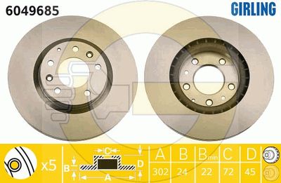 GIRLING 6049685 Тормозные диски  для MAZDA RX-8 (SE, FE) 1.3