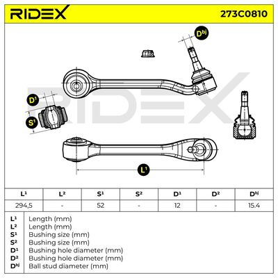 носач, окачване на колелата RIDEX 273C0810