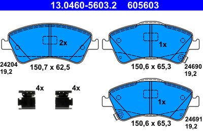 Комплект тормозных колодок, дисковый тормоз ATE 13.0460-5603.2 для TOYOTA VERSO