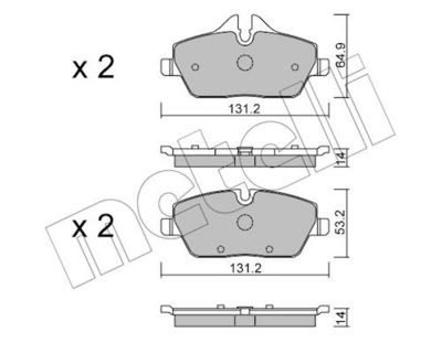 комплект спирачно феродо, дискови спирачки METELLI 22-0664-2