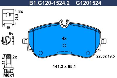 Комплект тормозных колодок, дисковый тормоз GALFER B1.G120-1524.2 для VW CRAFTER