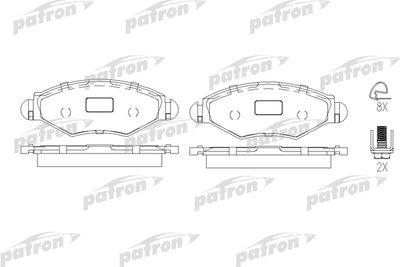 Комплект тормозных колодок, дисковый тормоз PATRON PBP1378 для PEUGEOT 206+