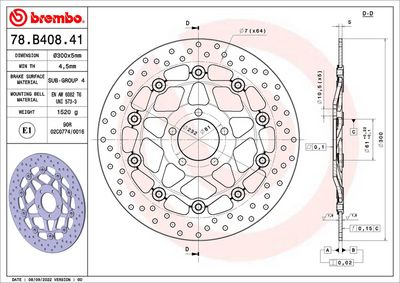 Brake disc Voor drijvend, 300/61x5mm 5x81mm, diameter bevestigingsgat 10,5mm, hoogte (tussenruimte) 0 past: KAWASAKI GPZ 1000/1100/1200 (Ninja)/1400 (Ninja)/550 (Zephyr)/600 (Ninja)/600D/600E/750/750S
