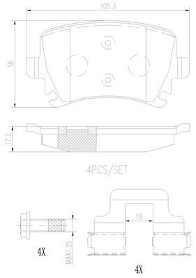 Sada brzdových destiček, kotoučová brzda BREMBO P85073N