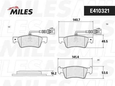 Комплект тормозных колодок, дисковый тормоз MILES E410321 для VW TOUAREG