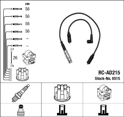 Комплект проводов зажигания NGK 0515 для AUDI A4