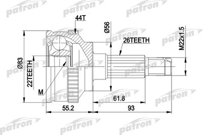 Шарнирный комплект, приводной вал PATRON PCV1372 для MAZDA 323