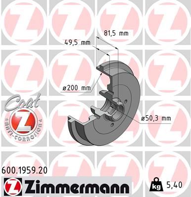 ZIMMERMANN Bremstrommel COAT Z (600.1959.20)