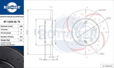 Tarcza hamulcowa ROTINGER RT 1243-GL T5