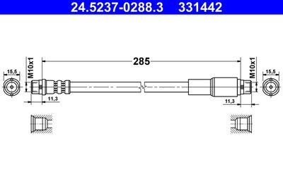 Тормозной шланг ATE 24.5237-0288.3 для AUDI CABRIOLET