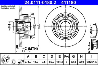 Тормозной диск ATE 24.0111-0180.2 для RENAULT FLUENCE