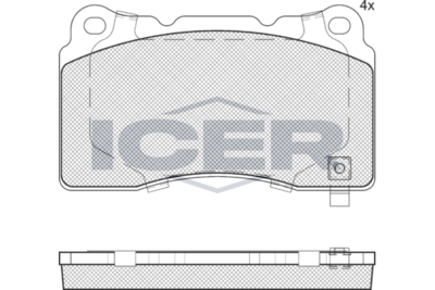 комплект спирачно феродо, дискови спирачки ICER EV1990
