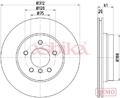 спирачен диск ASHIKA 61-00-0108C