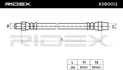 спирачен маркуч RIDEX 83B0012