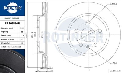 спирачен диск ROTINGER RT 20981-GL