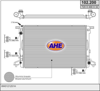 Радиатор, охлаждение двигателя AHE 102.200 для AUDI Q8