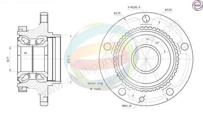 Multiparts 70-340008 Подшипник ступицы  для BMW 5 (E34) 520 i 24V
