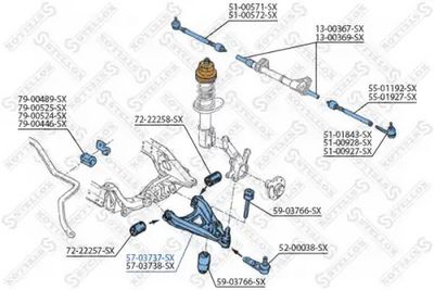 носач, окачване на колелата STELLOX 57-03737-SX