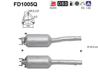 Filtr sadzy / filtr cząstek stałych, układ wydechowy AS 51861471