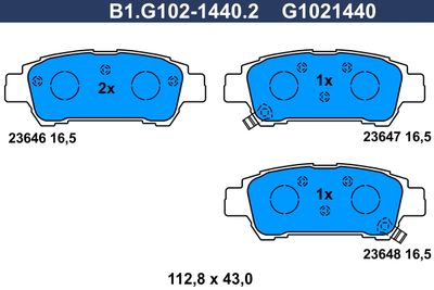 Комплект тормозных колодок, дисковый тормоз GALFER B1.G102-1440.2 для TOYOTA ISIS
