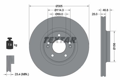 Тормозной диск TEXTAR 92292203 для KIA XCEED
