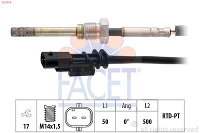 FACET Sensor, uitlaatgastemperatuur Made in Italy - OE Equivalent (22.0114)