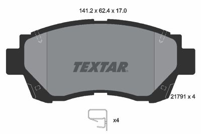 Комплект тормозных колодок, дисковый тормоз TEXTAR 2179101 для TOYOTA CRESTA