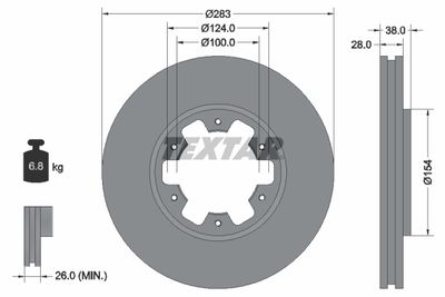 Тормозной диск TEXTAR 92228400 для NISSAN PICK