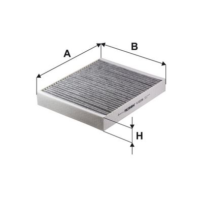 Cabinefilter met actieve kool past: BUICK ENCORE, LA CROSSE  CADILLAC SRX  CHEVROLET AVEO, COBALT, CRUZE, MALIBU, ORLANDO, SPARK, TRAX, VOLT  OPEL AMPERA, ASTRA H CLASSIC, ASTRA J 1.0-3.6 04.04-