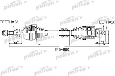 Приводной вал PATRON PDS0526 для NISSAN NOTE