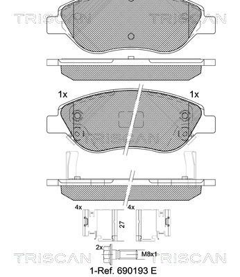 Комплект тормозных колодок, дисковый тормоз TRISCAN 8110 15073 для FIAT TIPO