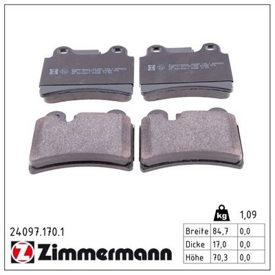 stabdžių trinkelių rinkinys, diskinis stabdys 240971701 ZIMMERMANN