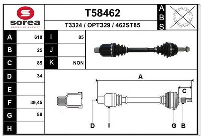 EAI T58462 Полуось в сборе для OPEL CORSA D (S07) 1.6 Turbo (L08, L68) EAI T58462 Полуось в сборе для OPEL CORSA D (S07) 1.6 Turbo (L08, L68)