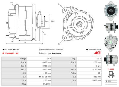 GENERATOR / ALTERNATOR AS-PL A9134S 5