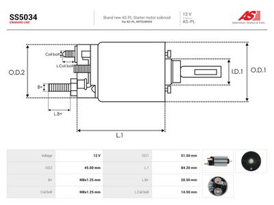 Elektromagnetický spínač, startér AS-PL SS5034