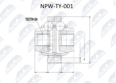 Шарнирный комплект, приводной вал NTY NPW-TY-001 для TOYOTA AVALON