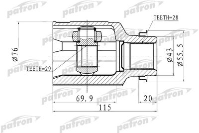 Шарнирный комплект, приводной вал PATRON PCV1011 для MAZDA 323